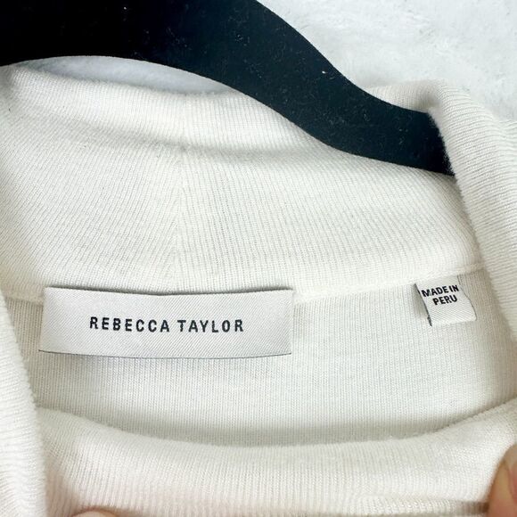 Rebecca Taylor Drape Sleeve Mock Neck Top Size Large White Modal - Picture 8 of 9